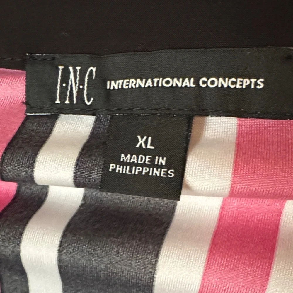 INC International Concepts Black and Pink Striped Blouse - Picture 4 of 5